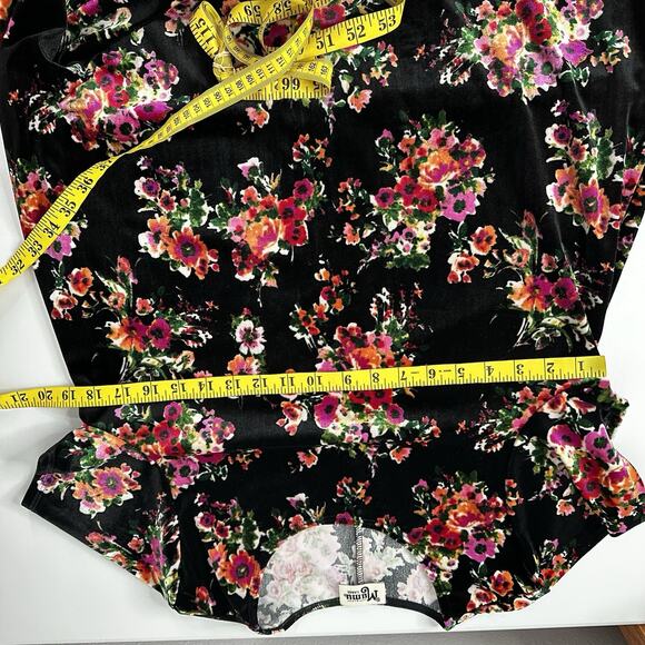 Show Me Your Mumu Dress Womens Large Black Floral Velvet Mini Boho Cottage - Picture 8 of 10